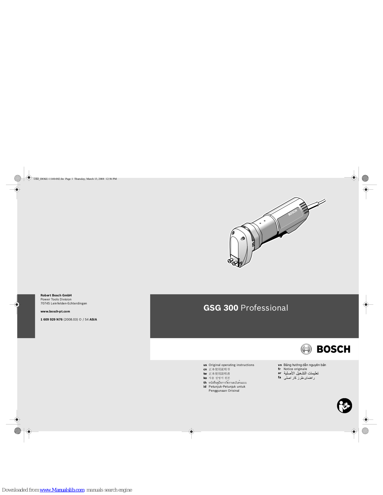 Bosch GSG 300 Professional Original Operating Instructions