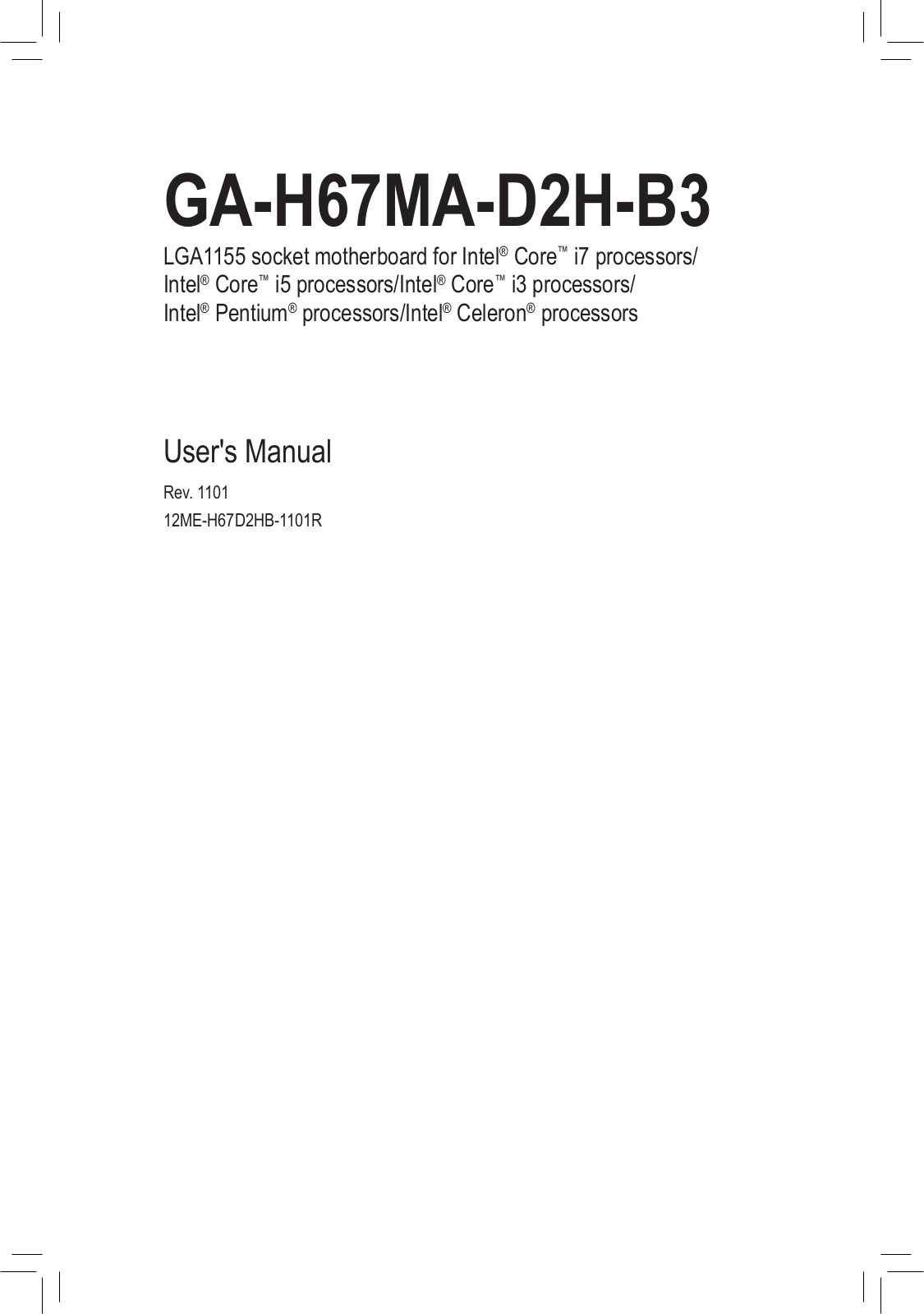 Gigabyte GA-H67MA-D2H-B3 (rev. 1.1) User Manual