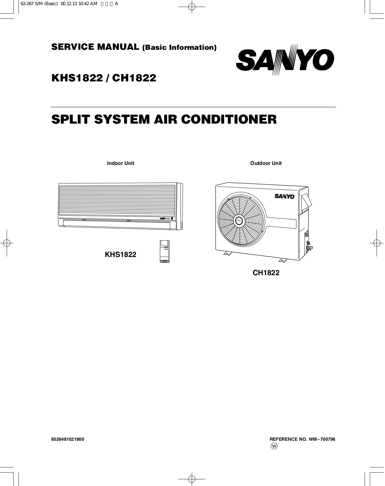 Sanyo KHS1822, CH1822 User Manual