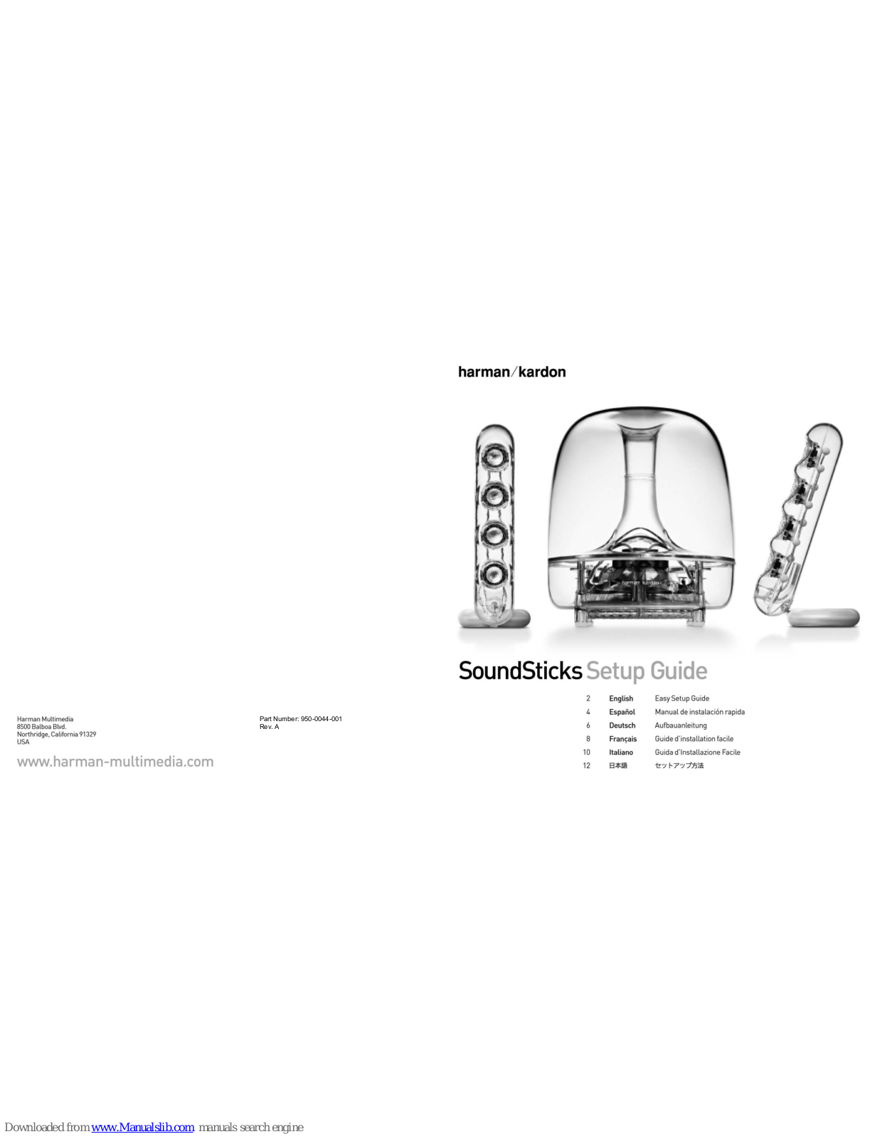 Harman Kardon SOUNDSTICKS Setup Manual