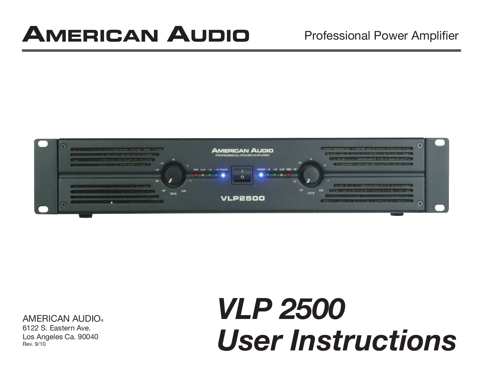 American Audio VLP 2500 User Manual