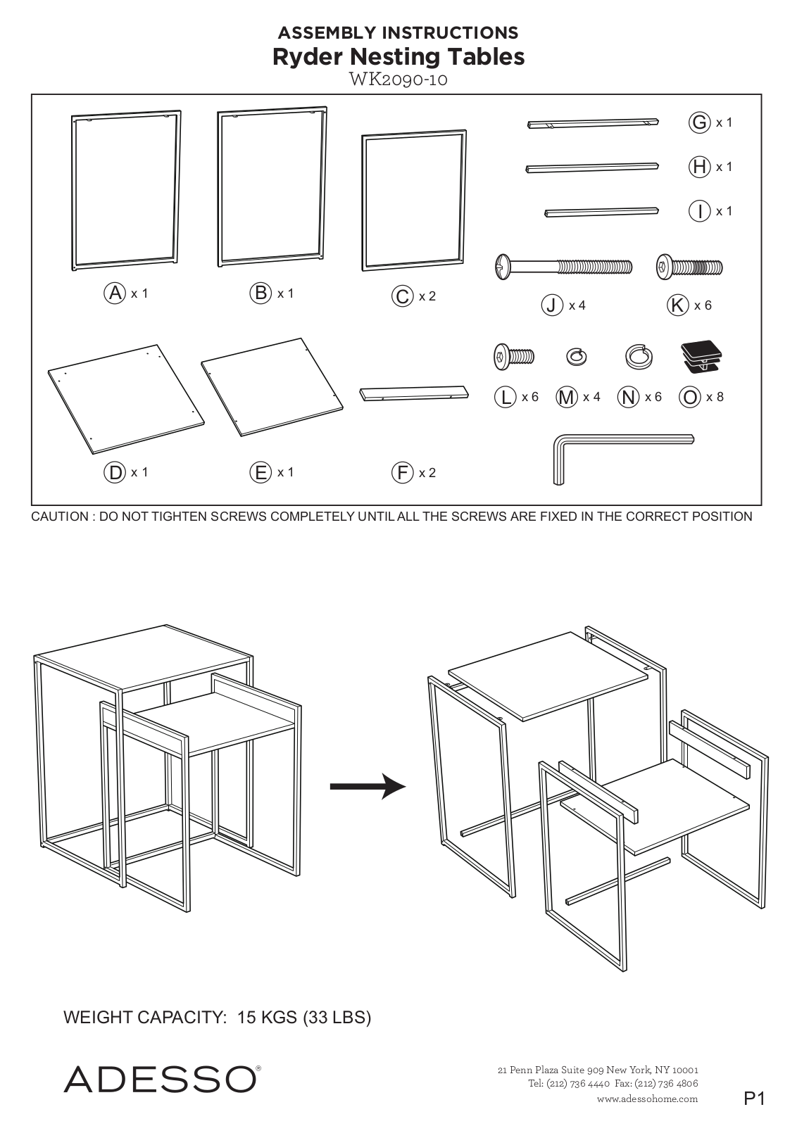 Adesso WK209010 Assembly Guide