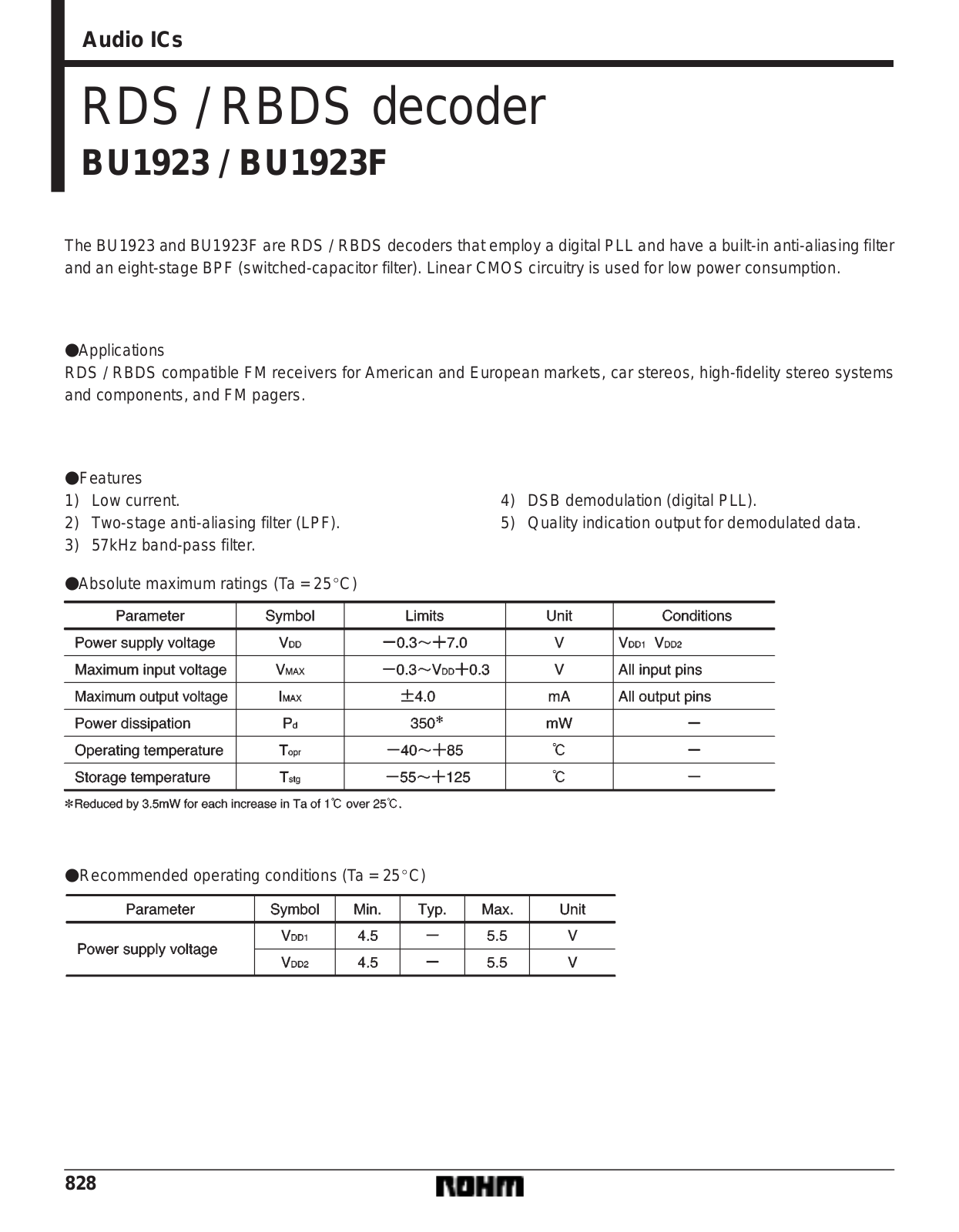 ROHM BU1923F, BU1923 Datasheet