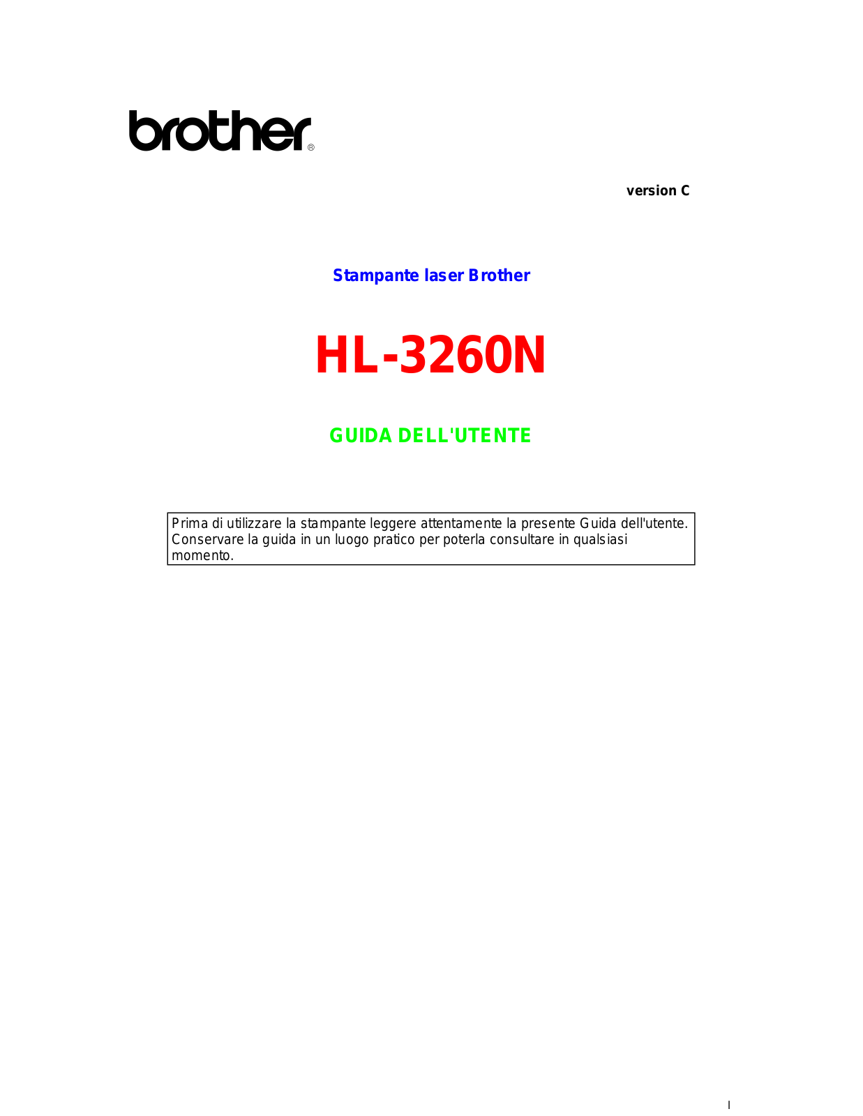 Brother HL-3260N User Manual