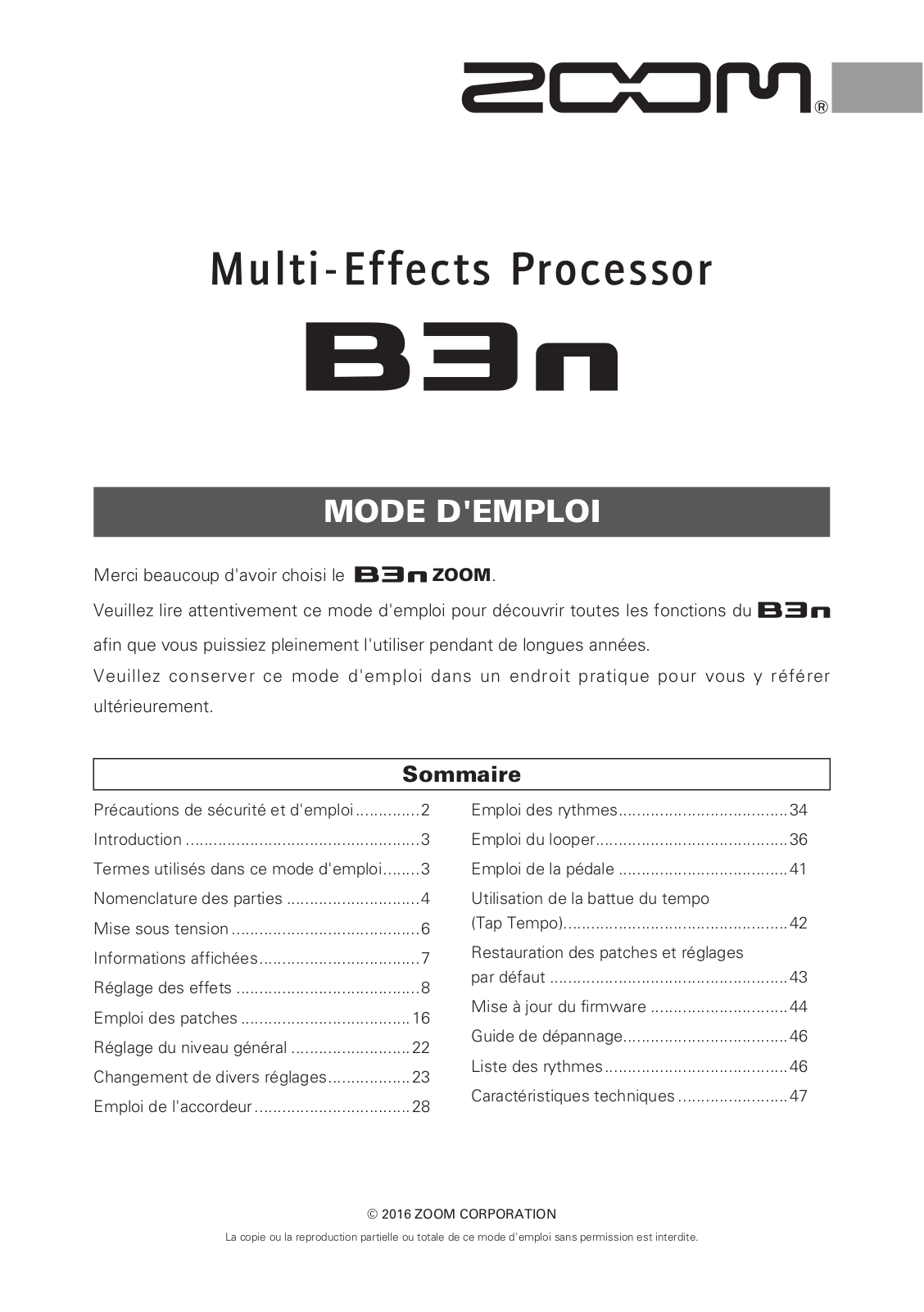 Zoom B3n User Manual