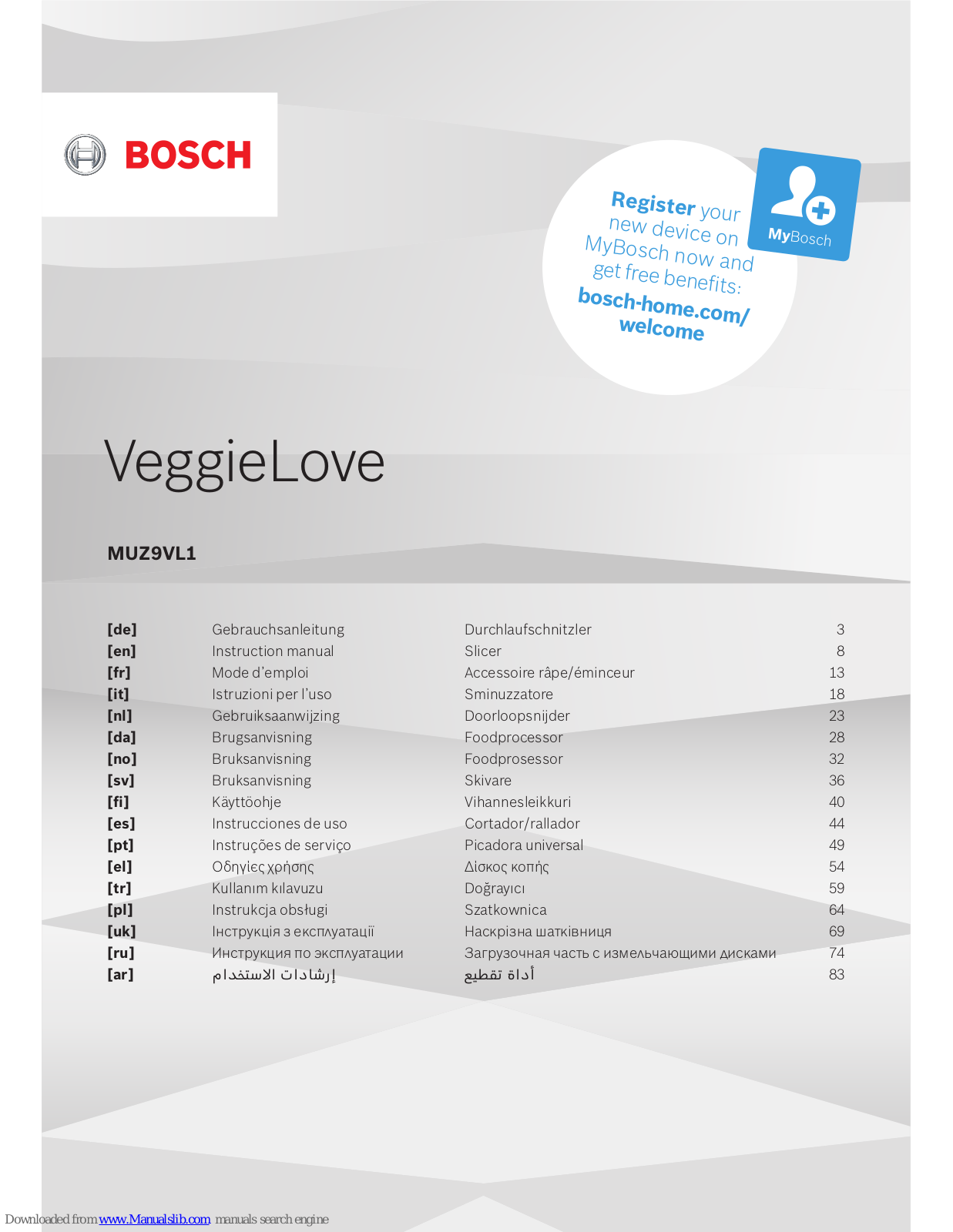 Bosch VeggieLove Instruction Manual