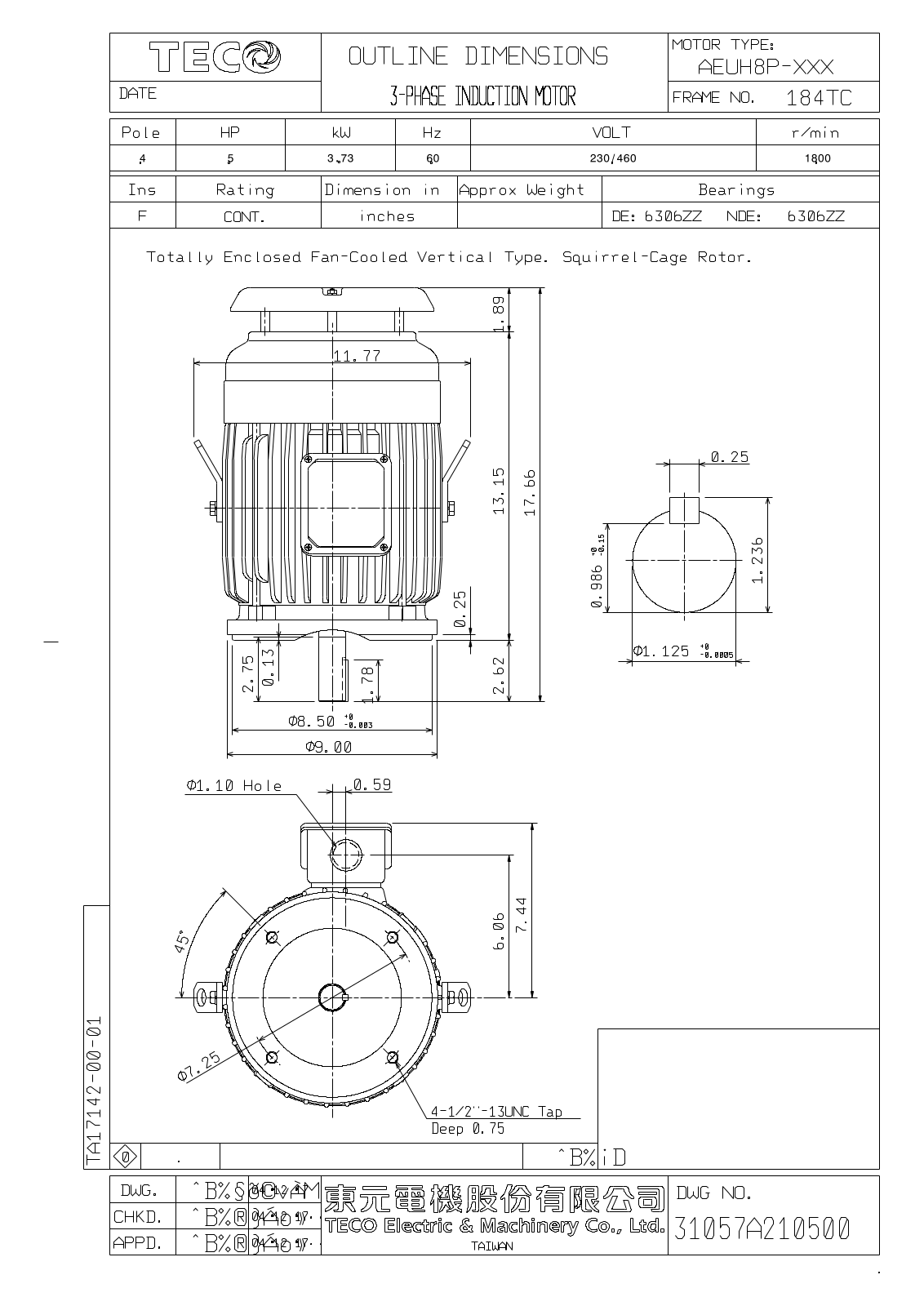 Datasheet NPV0054C Reference Drawing (Teco) - ManualMachine.com