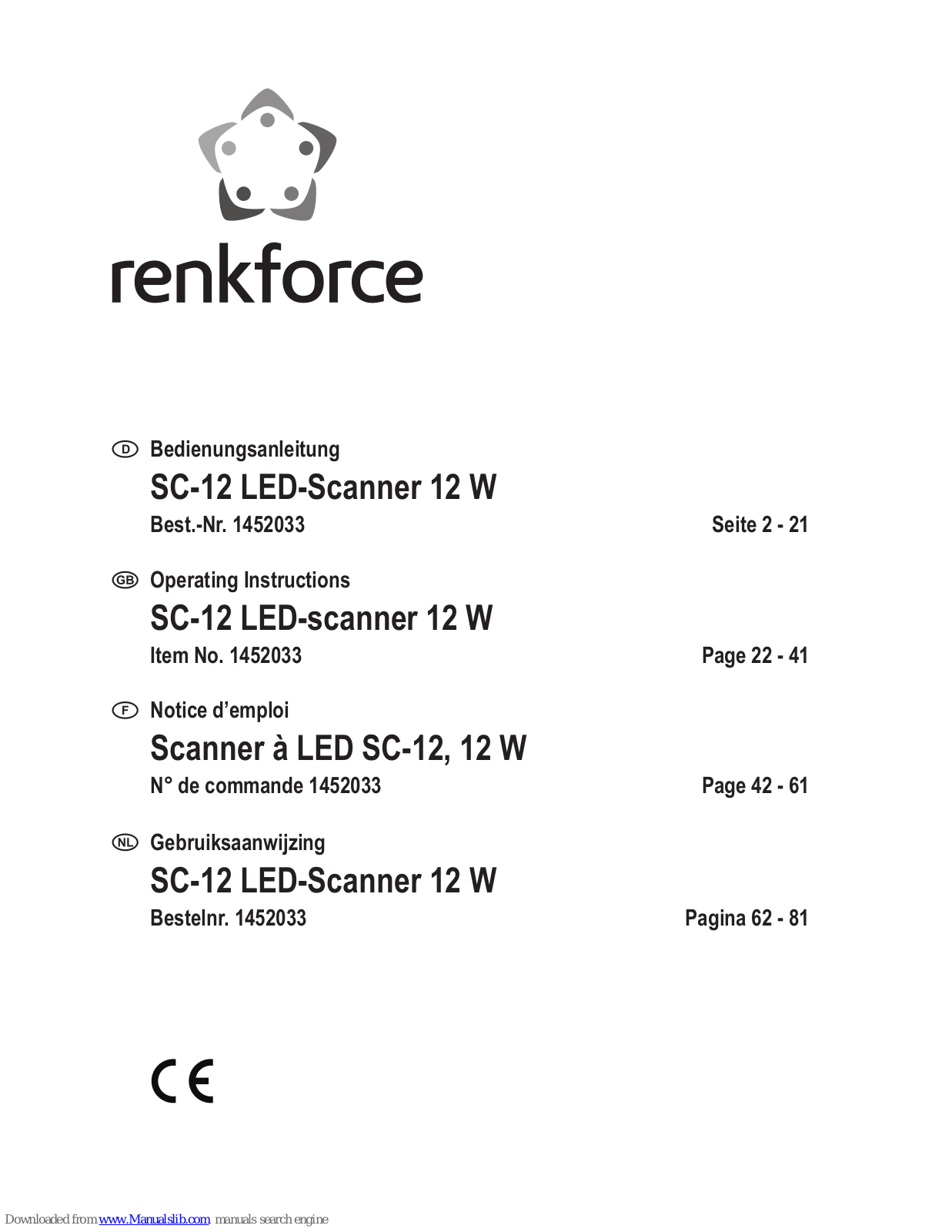 Renkforce SC-12 Operating Instructions Manual