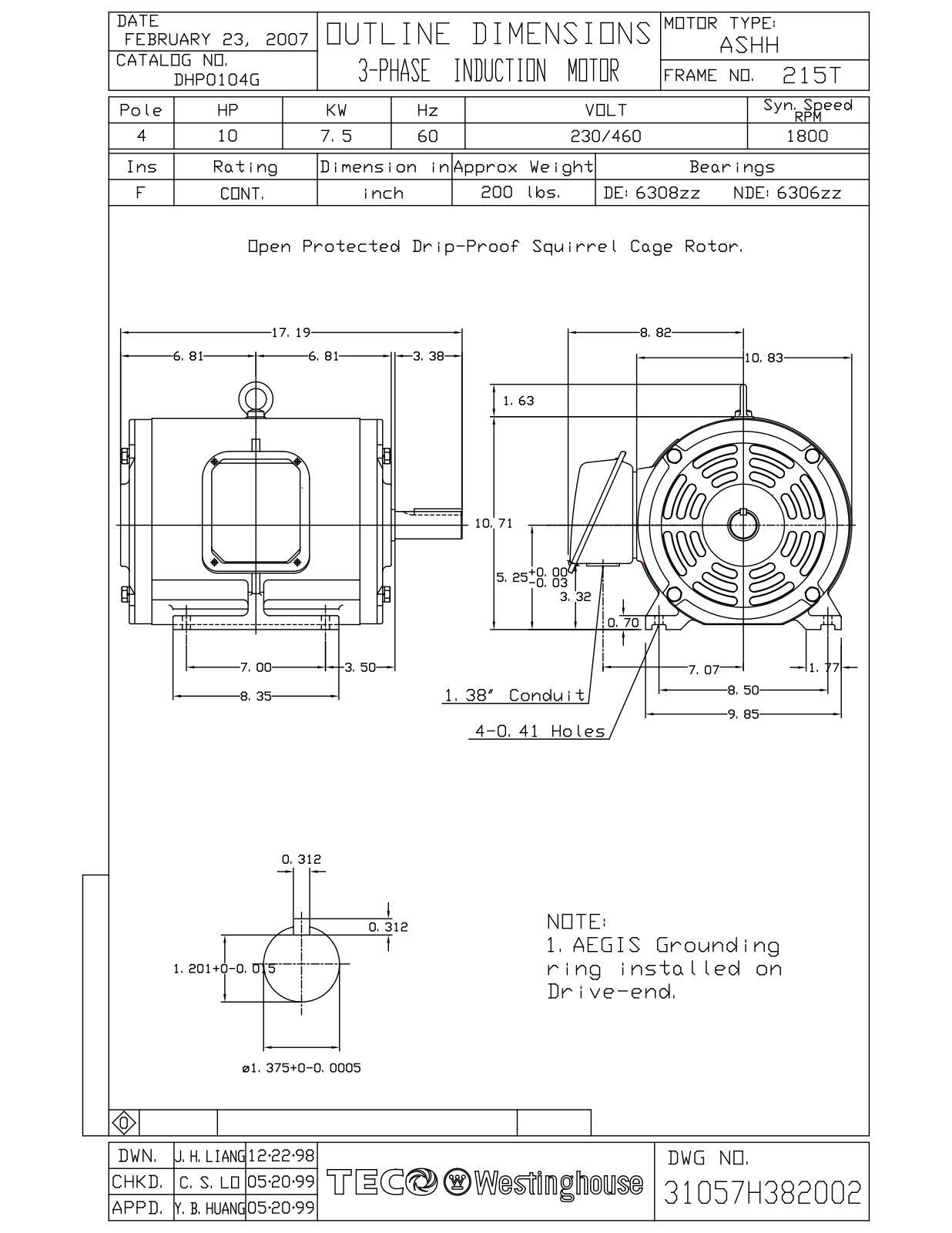 Teco DHP0104G Reference Drawing