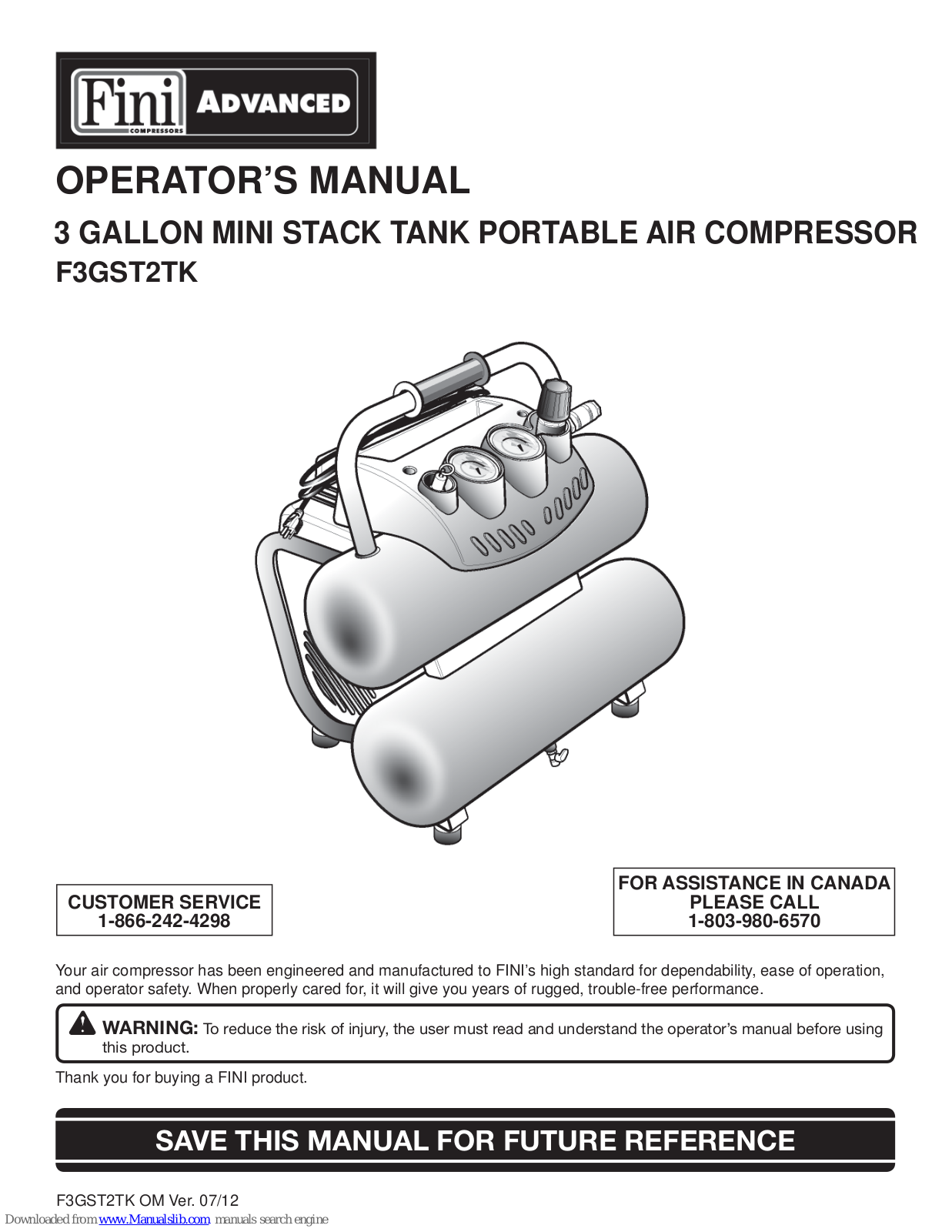Fini F3GST2TK Operator's Manual - ManualMachine.com