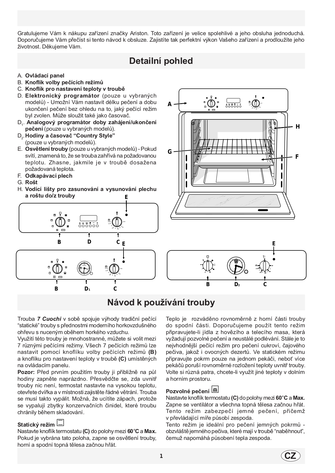 Ariston FD 87 C.1 BK, FD 87 C.1 (MR) User Manual