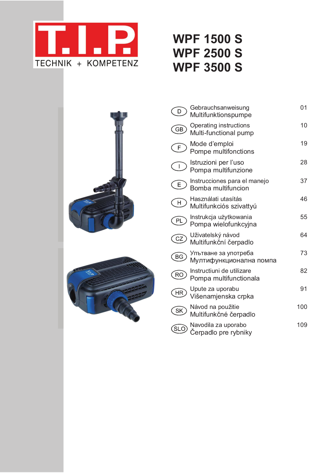 T.I.P. WPF 1500 S, WPF 2500 S, WPF 3500 S User guide