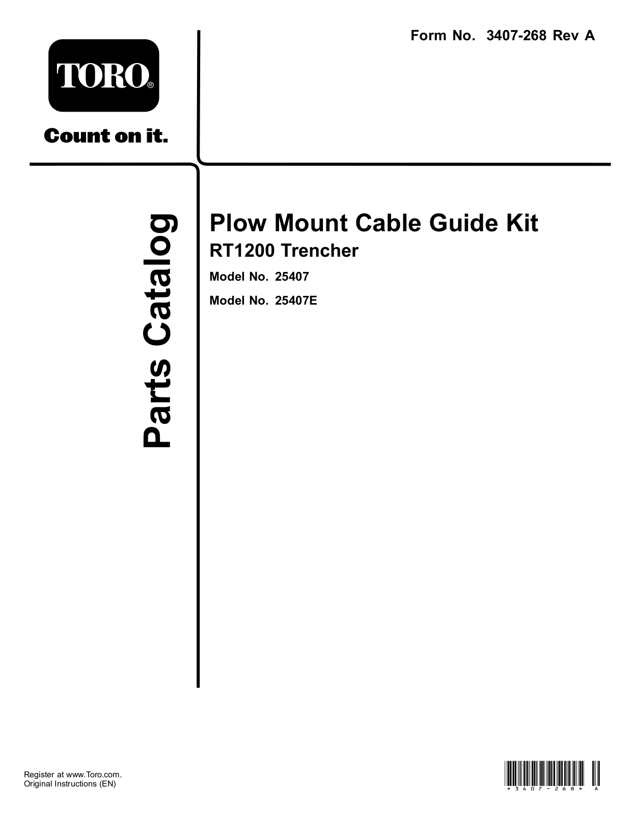 Toro 25407, 25407E Parts Catalogue