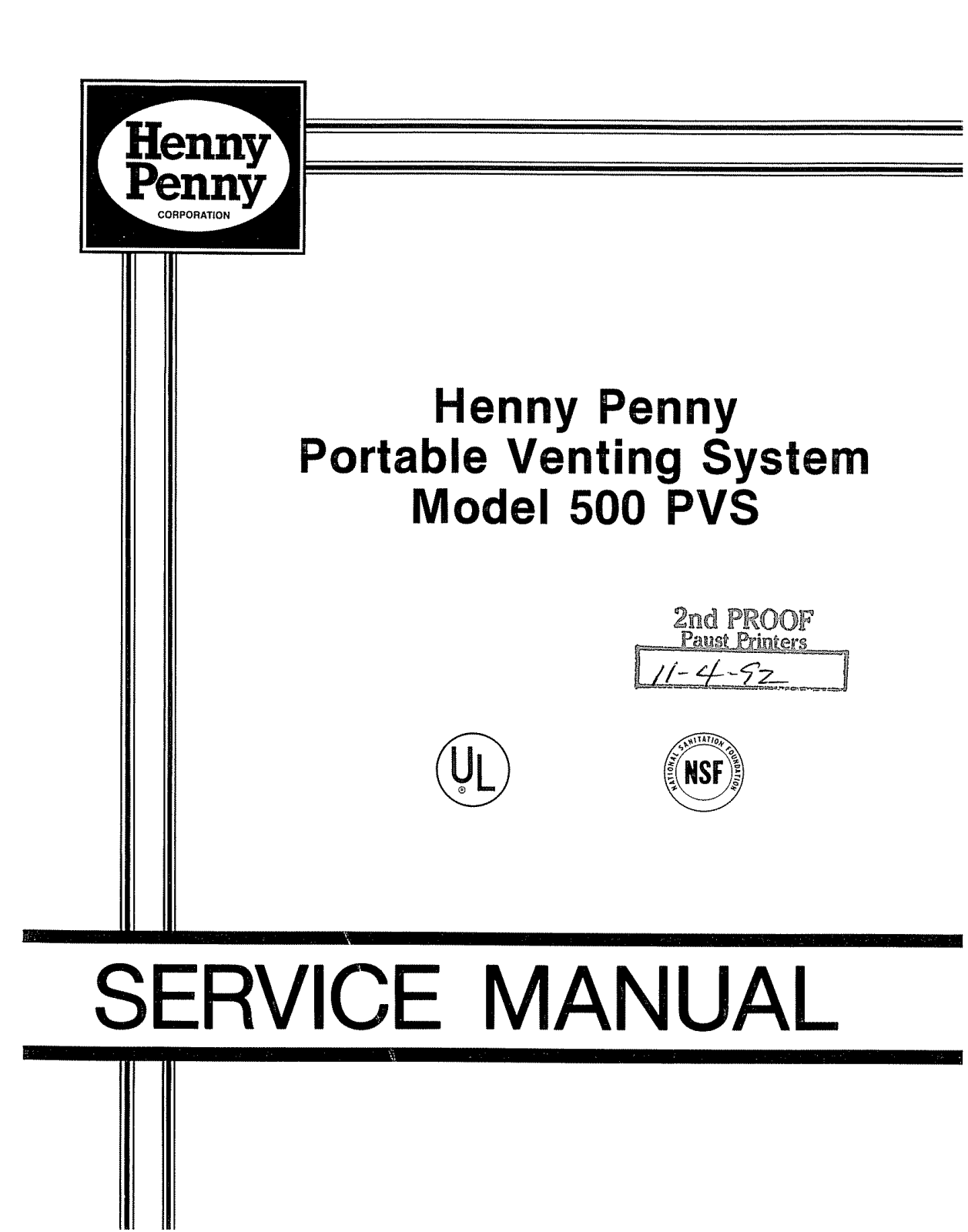 Henny Penny 500 PVS Service Manual