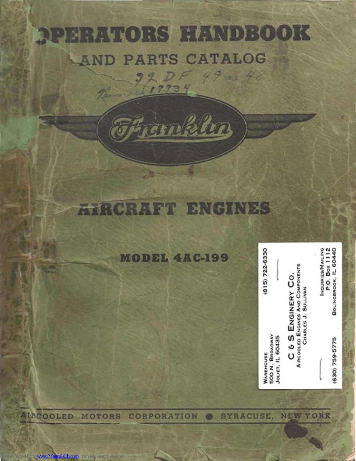 Franklin 4AC-199 Operator's Handbook Manual