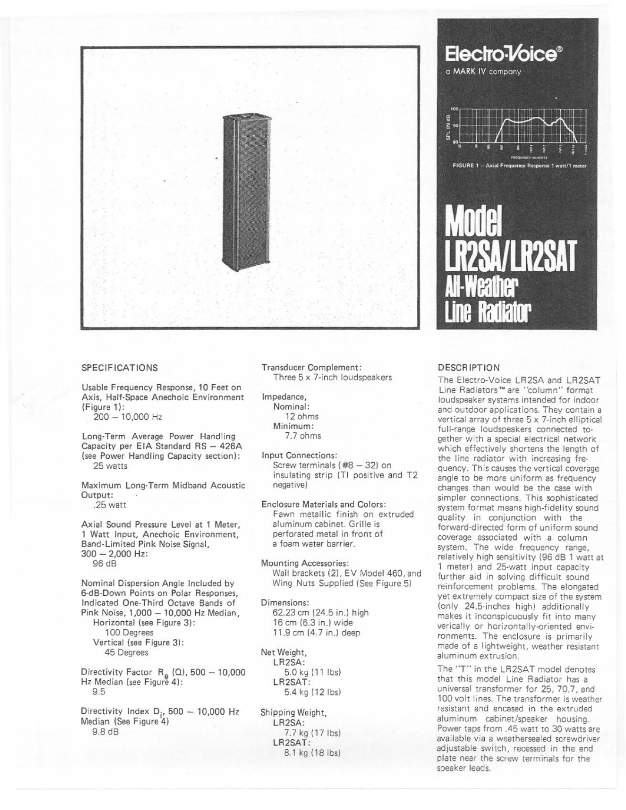 Electro-voice LR2SAT, LR2SA DATASHEET