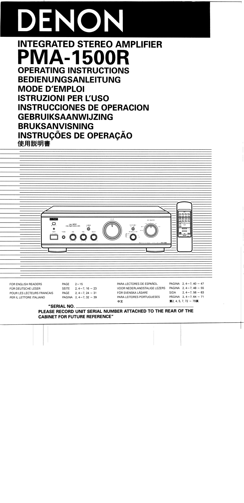 Denon PMA-1500R Owner's Manual