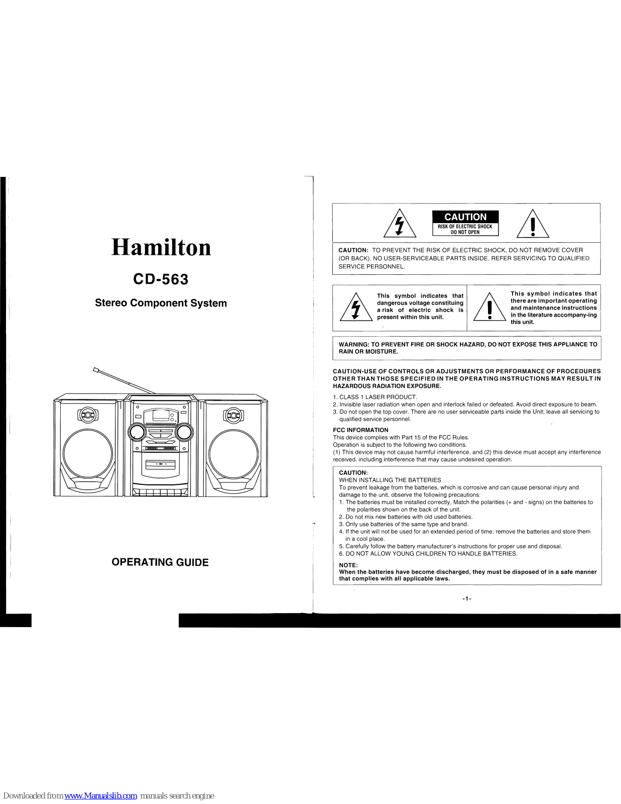 Hamilton CD-563 Operating Manual - ManualMachine.com
