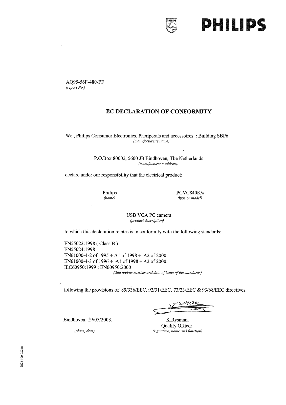 Philips PCVC840K/00 User Manual