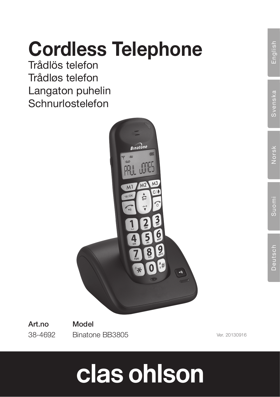 Clas Ohlson Binatone BB3805 Instruction Manual