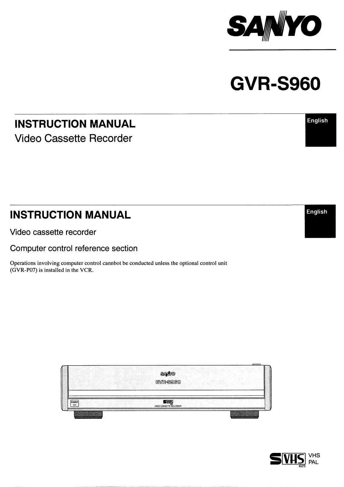 Sanyo GVR-S960 Instruction Manual