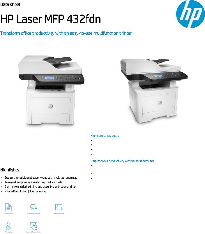 HP MFP 432fdn Technical data