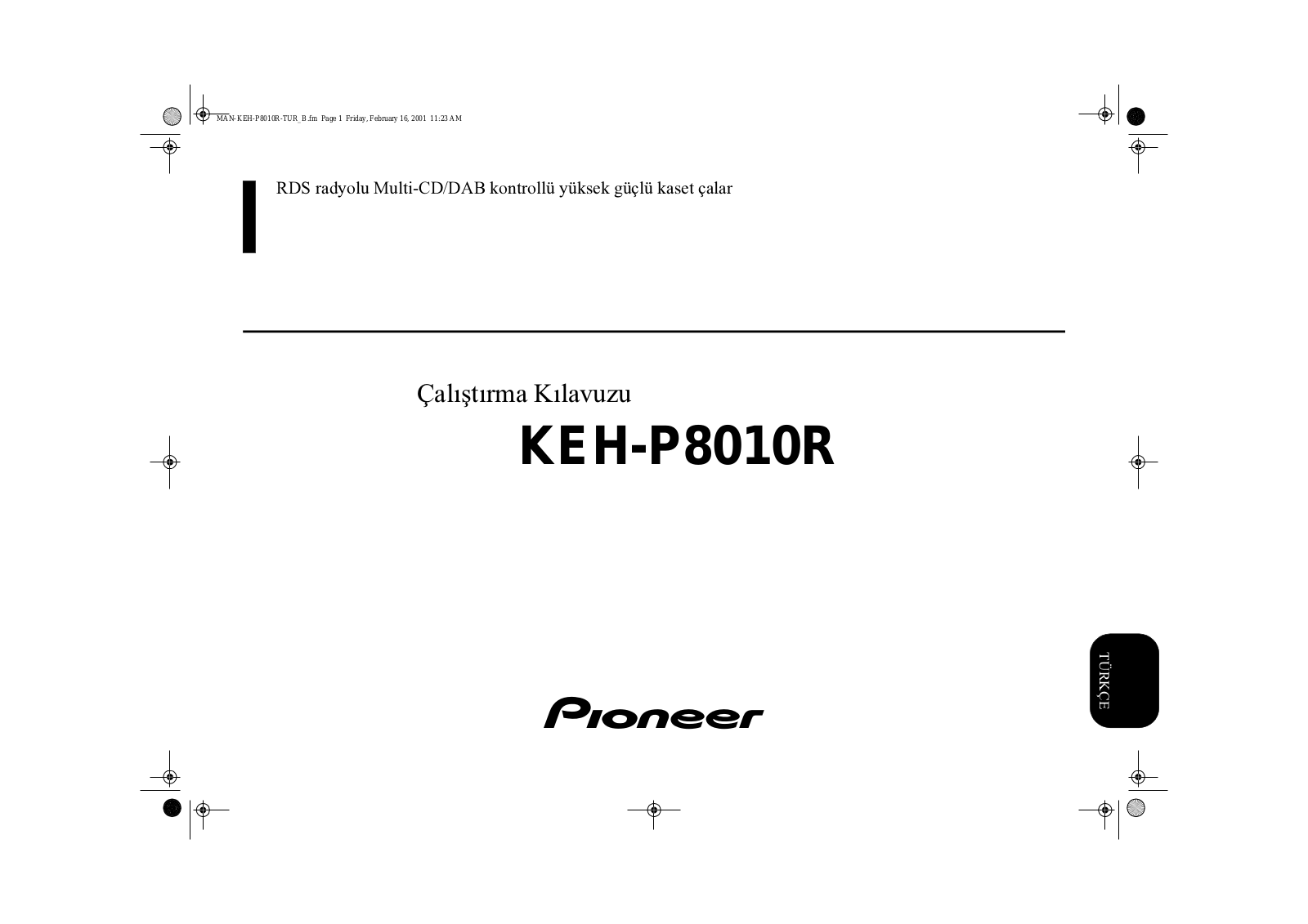 Pioneer KEH-P8010R User Manual