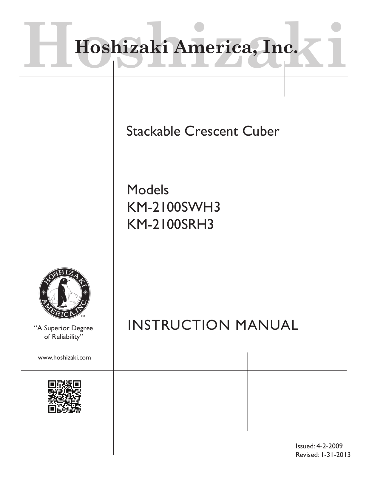 Hoshizaki KM-2100SWH3 User Manual