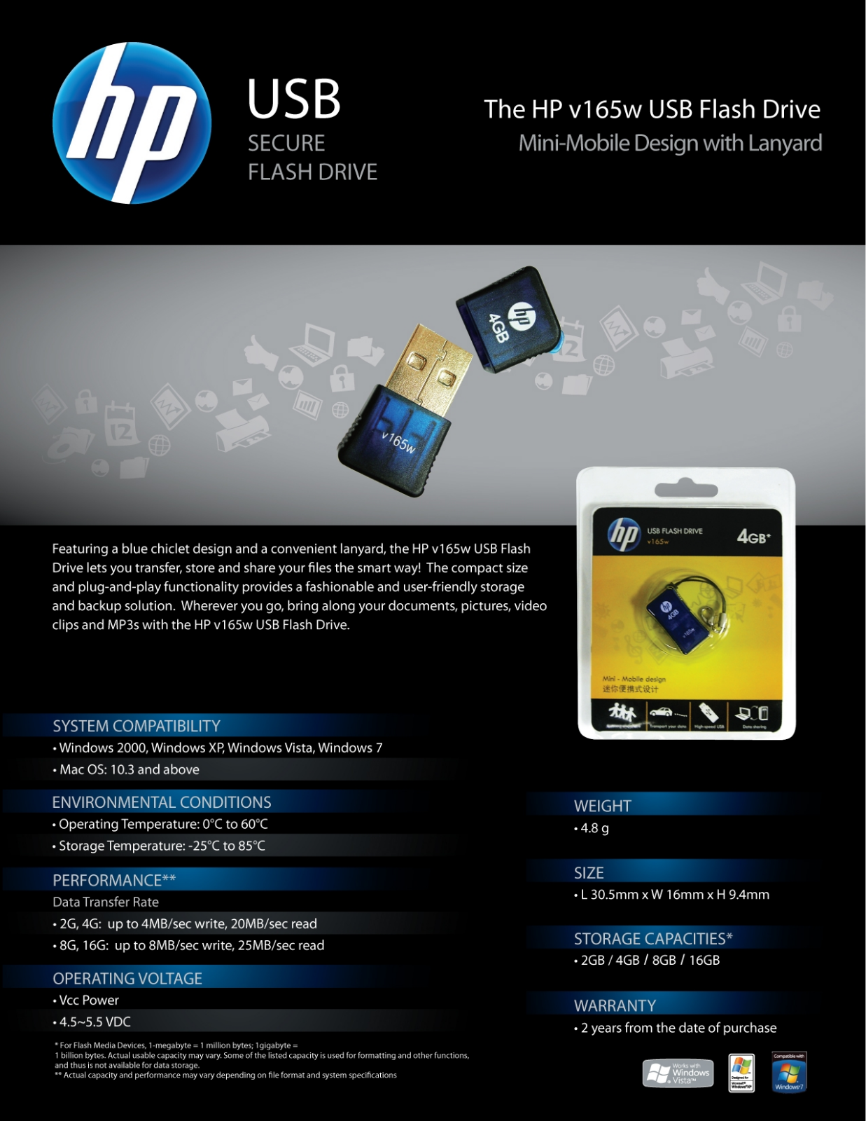 HP v165w Datasheet