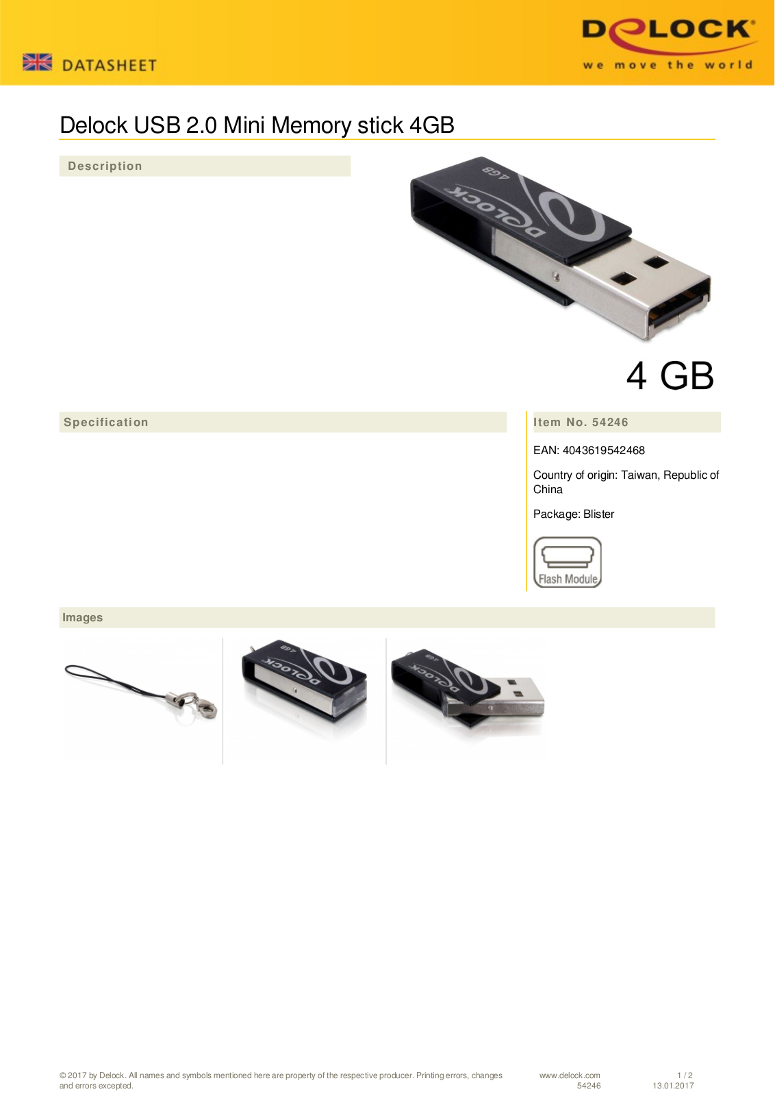 DeLOCK Mini schwarz 4GB, USB-A 2.0 User Manual