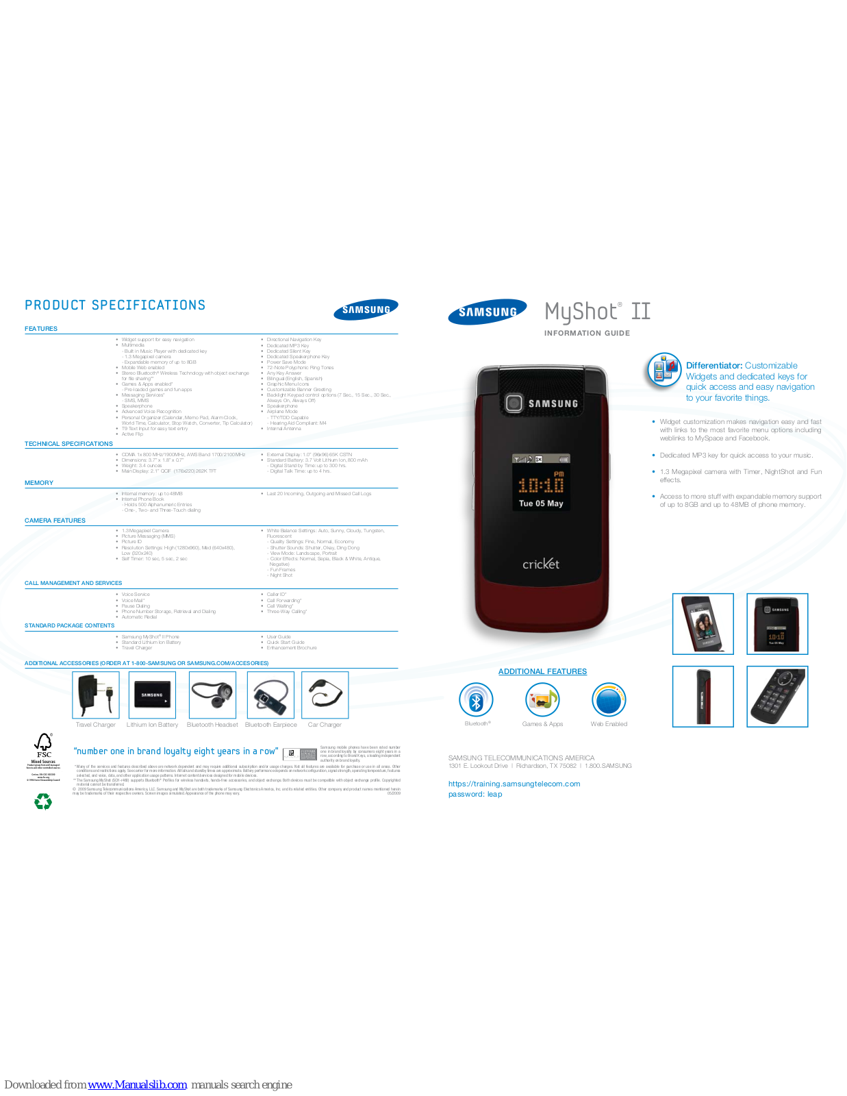 Samsung MyShot II Information Manual