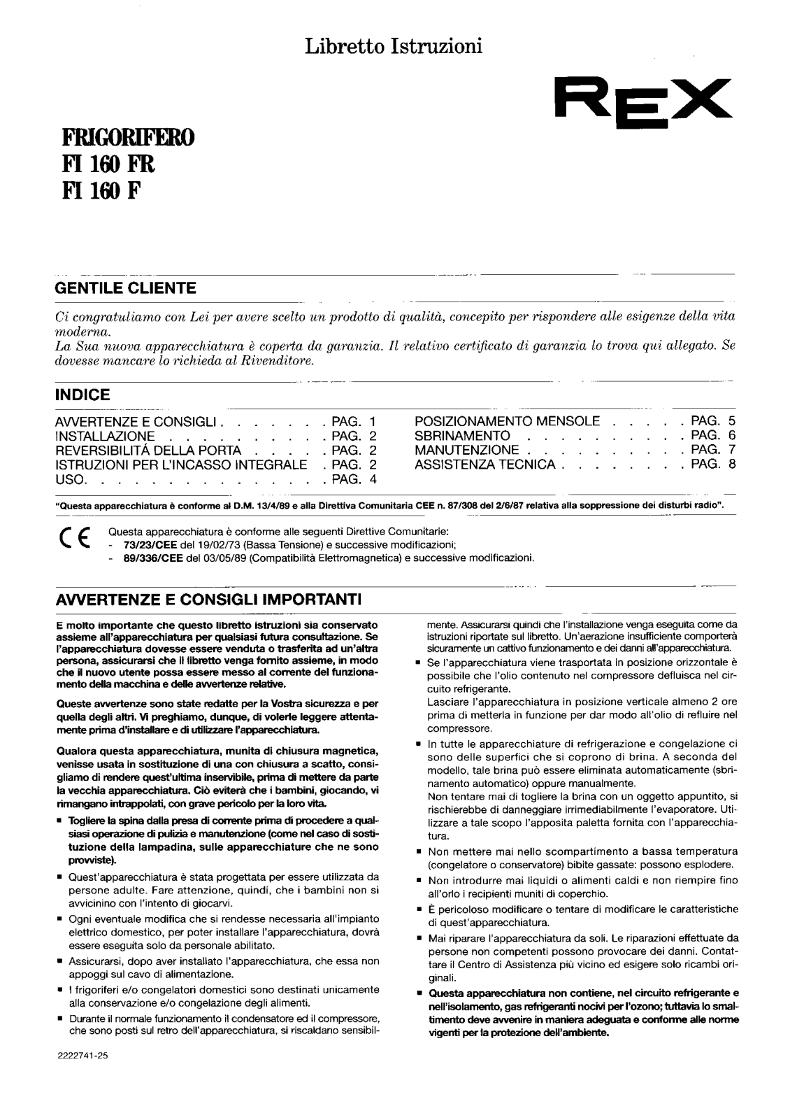 Rex FI160FR User Manual