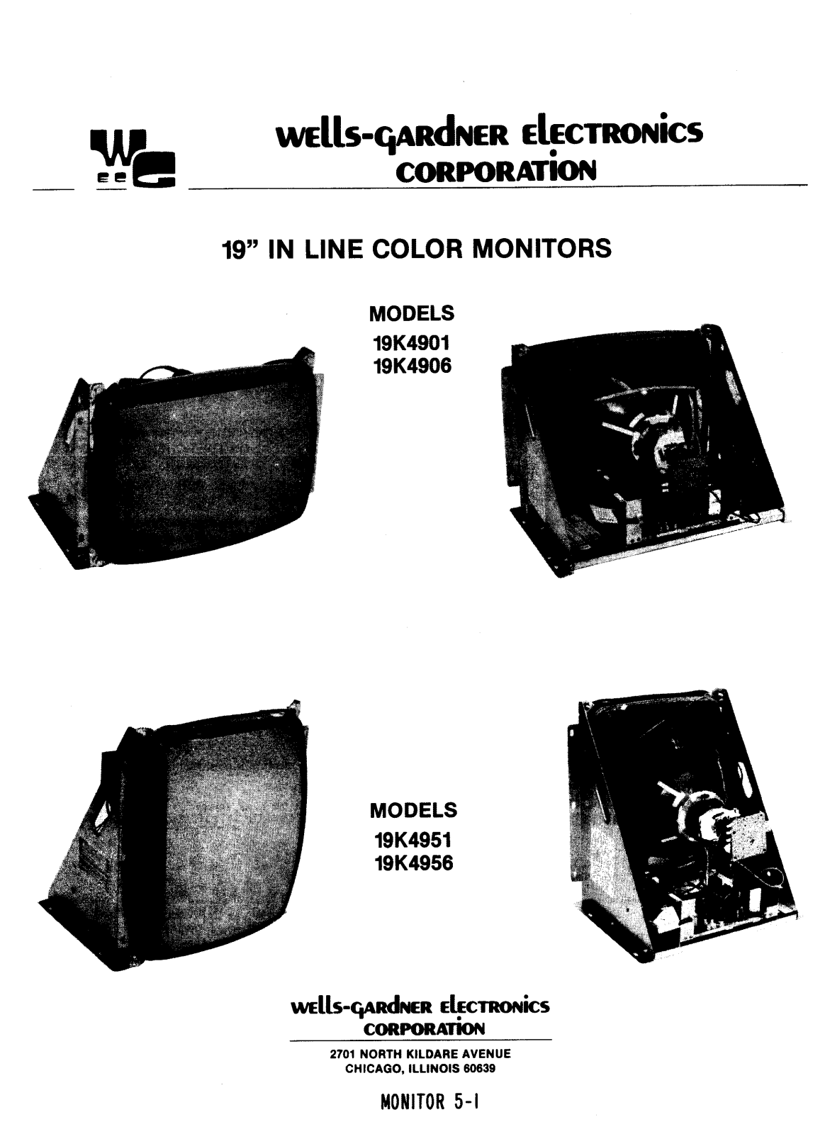 Wells-Gardner 19k4901, 19k4906, 19k4951, 19k4956 User Guide