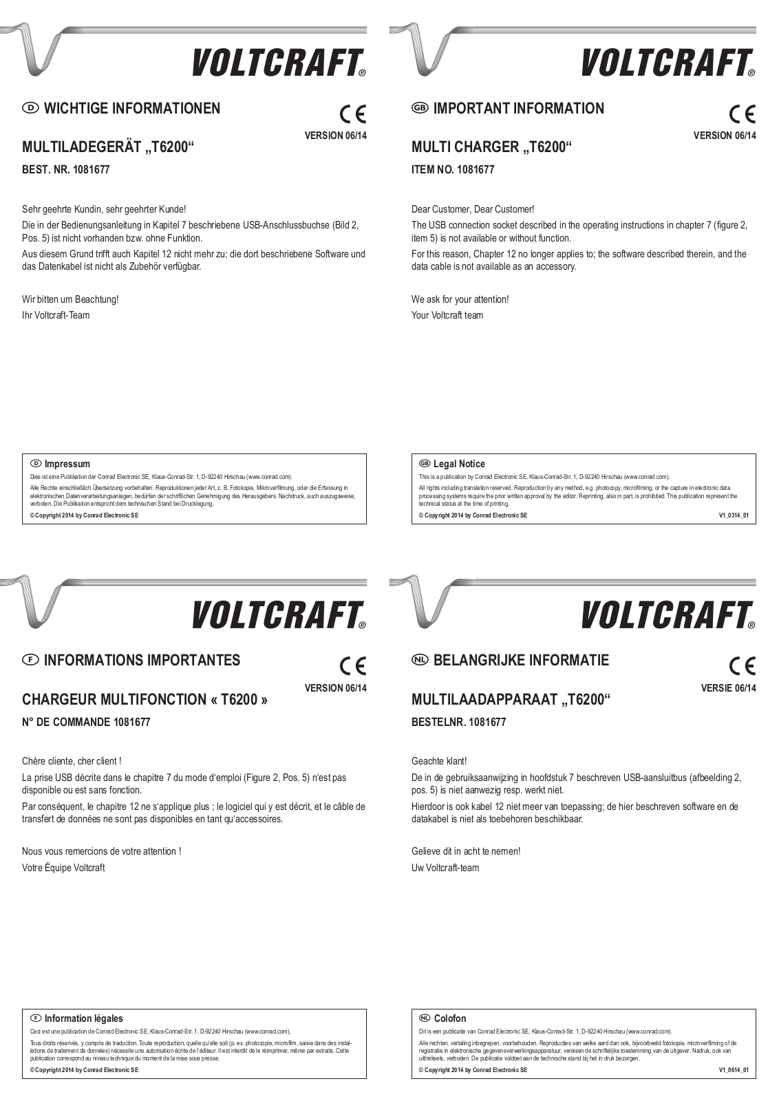 VOLTCRAFT T6200 User guide