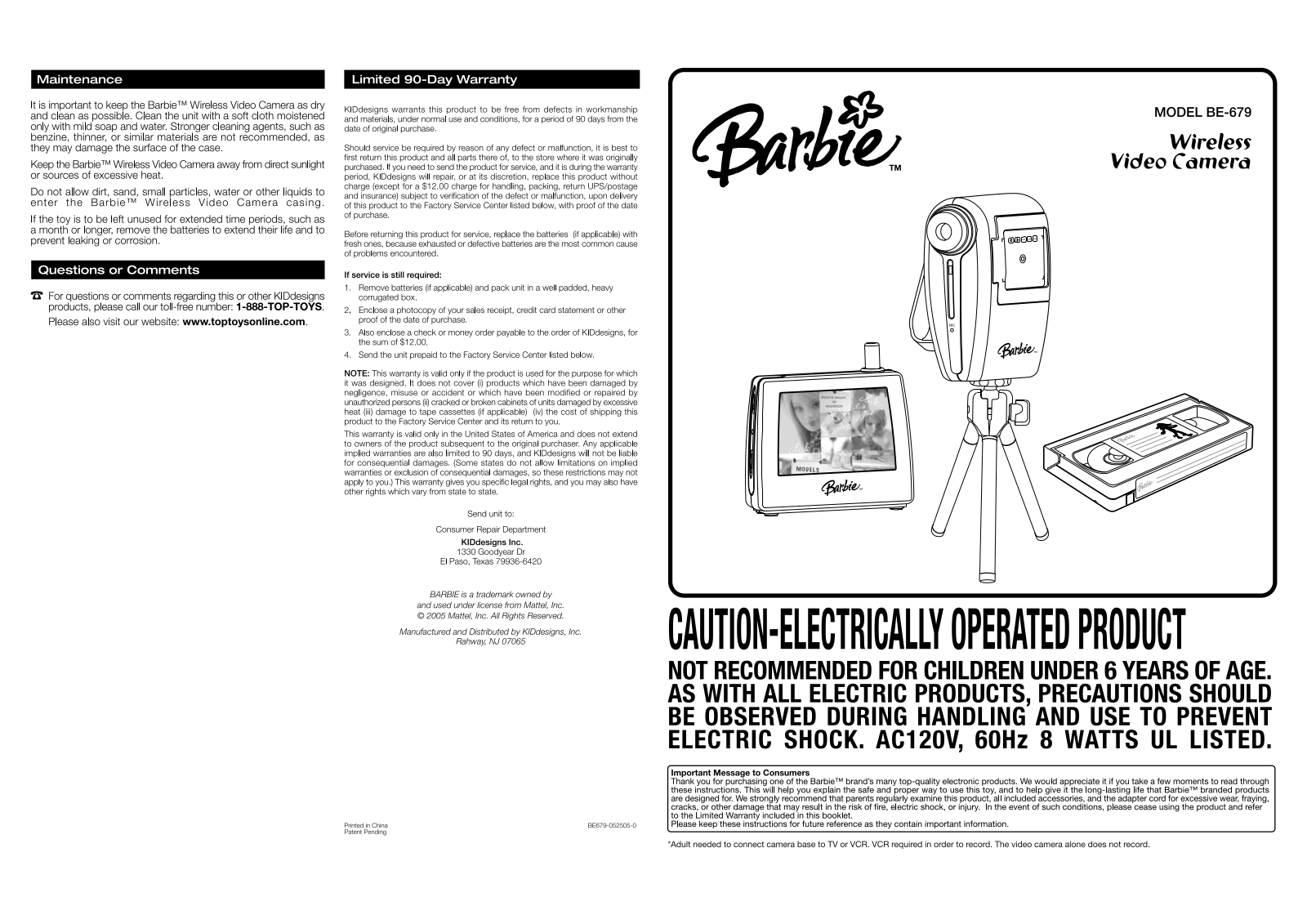 Kiddesigns BE679 User Manual