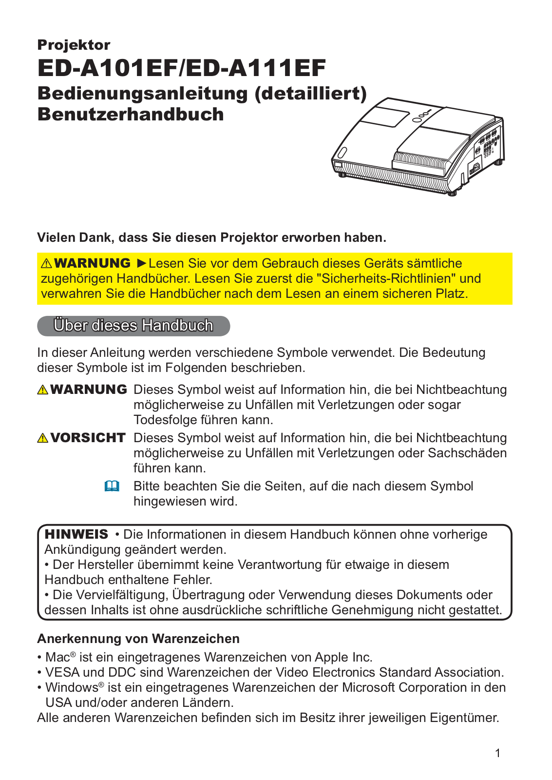 Hitachi ED-A101, ED-A111 User Manual