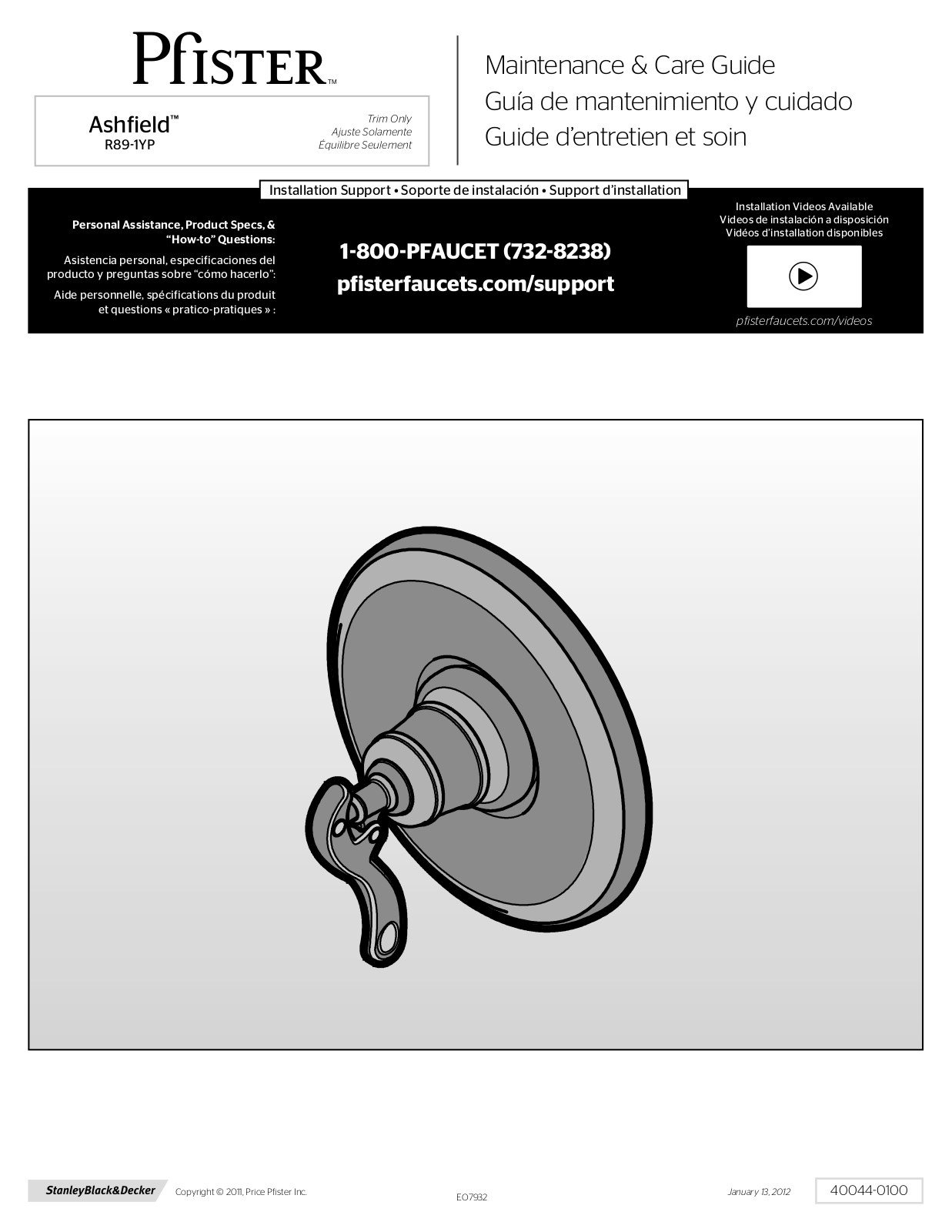 Pfister R89-1YPK User Manual