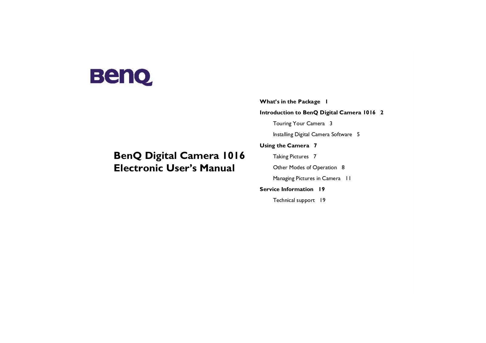 Benq DC 1016 User Manual