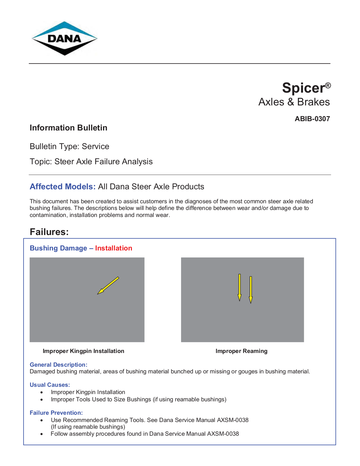 Spicer Steer Axle Failure Analysis User Manual