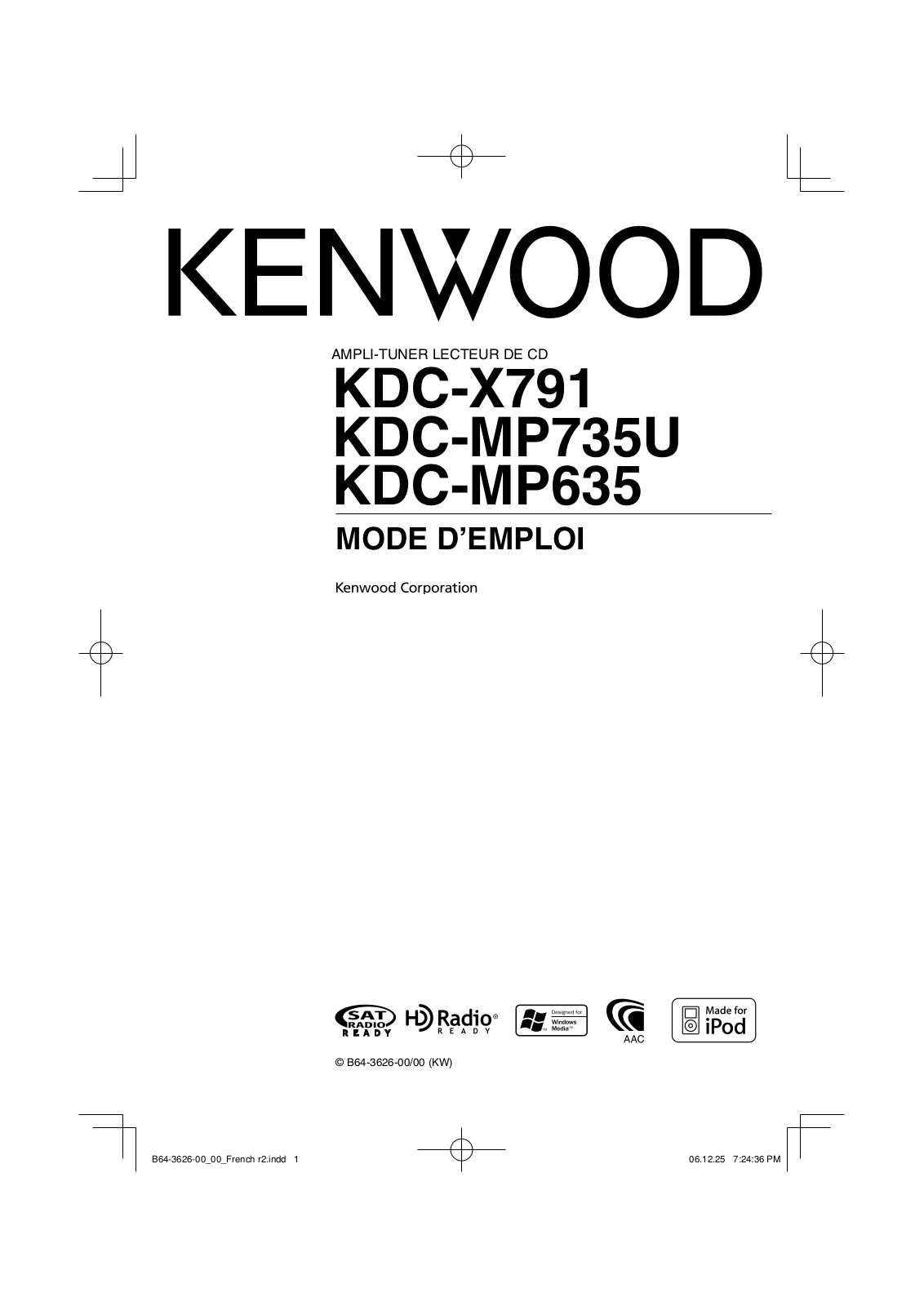 KENWOOD KDC-X791 User Manual