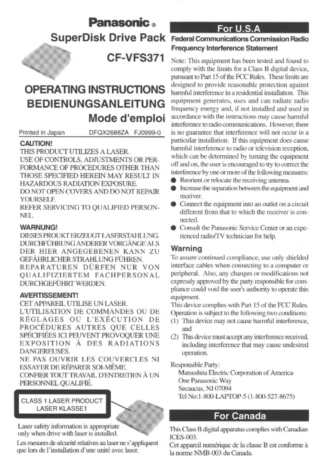 Panasonic CF-VFS371 User Manual