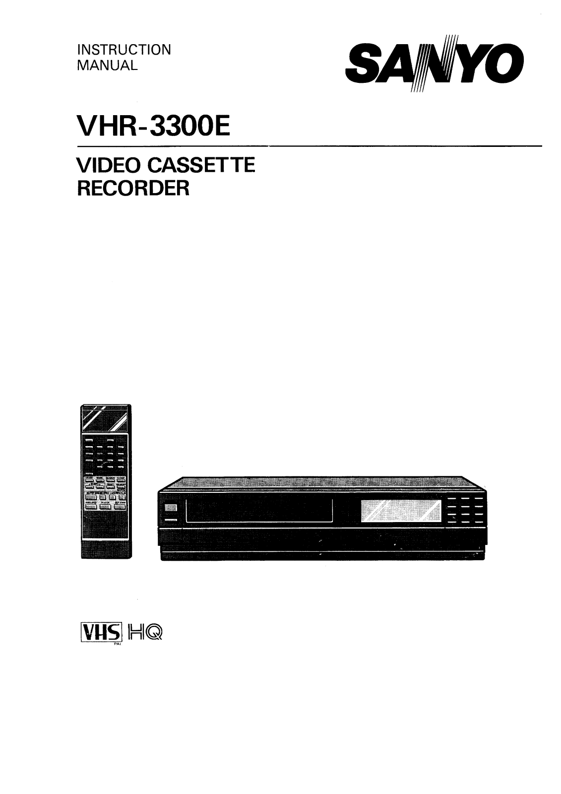 Sanyo VHR-3300E Instruction Manual