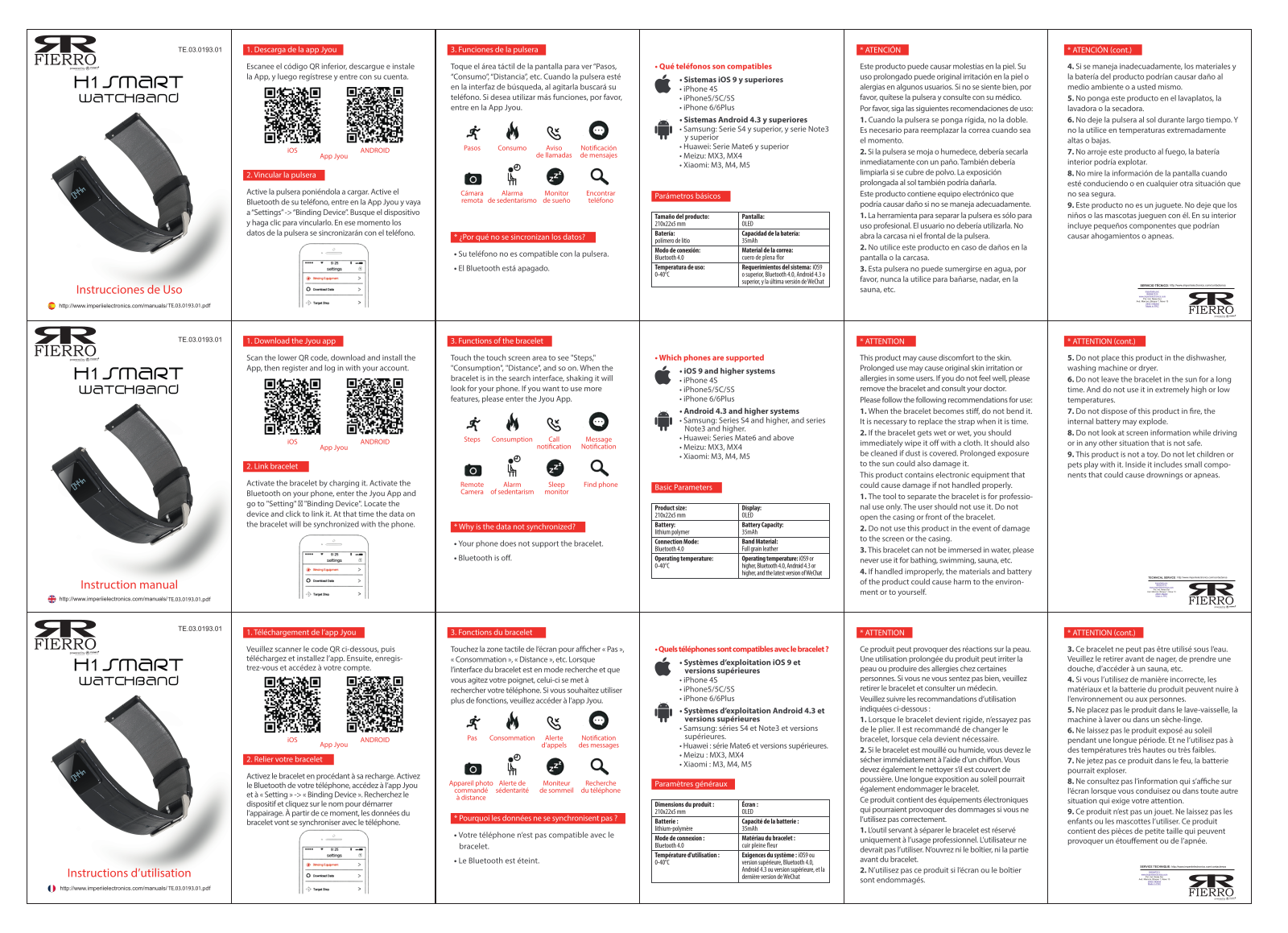 imperii electronics H1 Smart Watch Band Instruction Manual