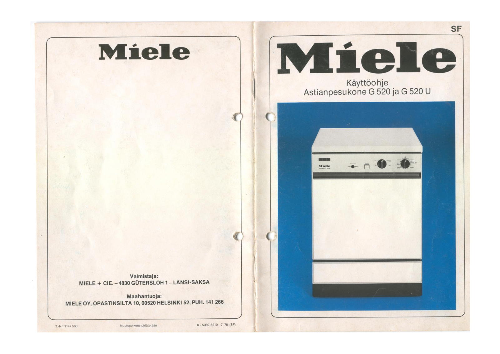 Miele G520 User Manual