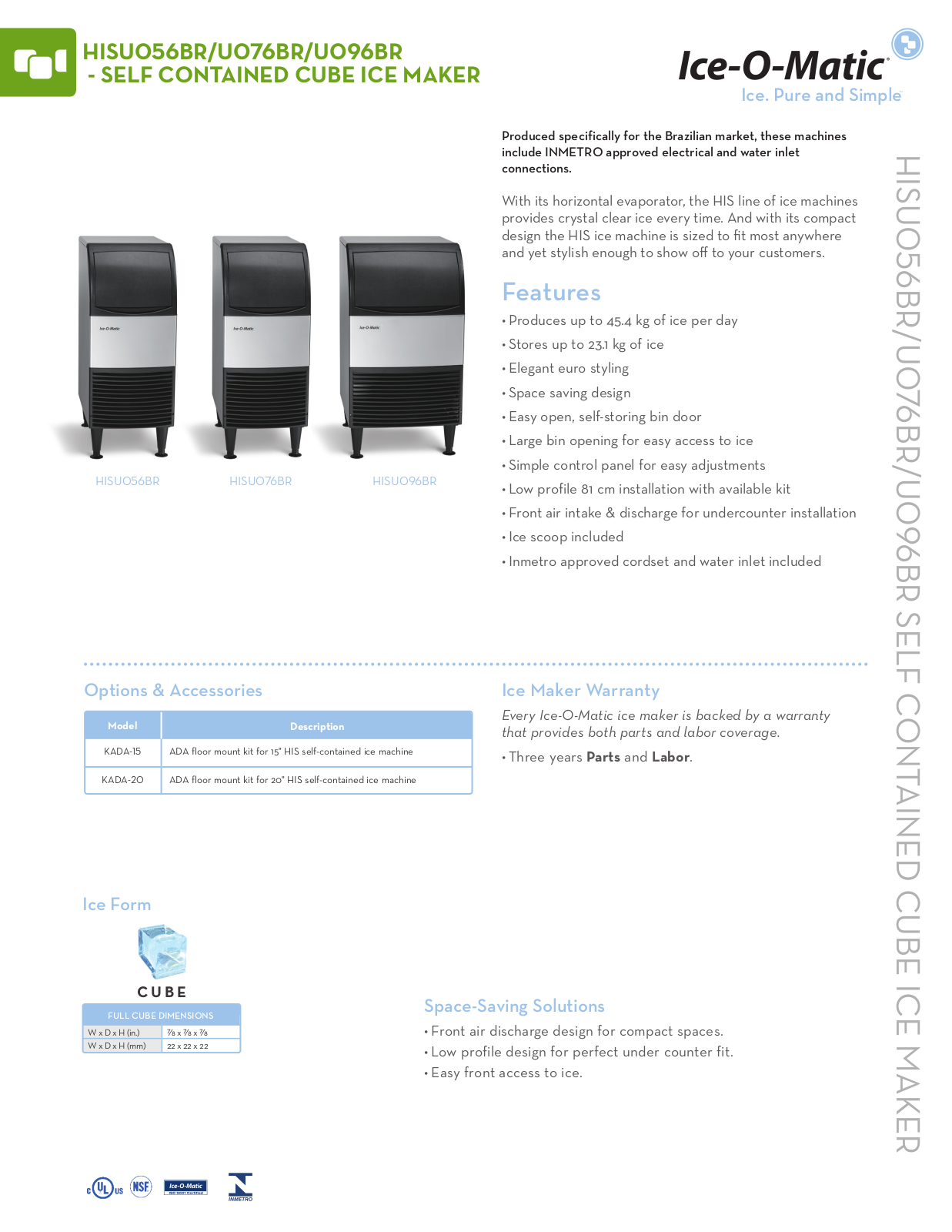 Ice-O-Matic HISU056FABR User Manual