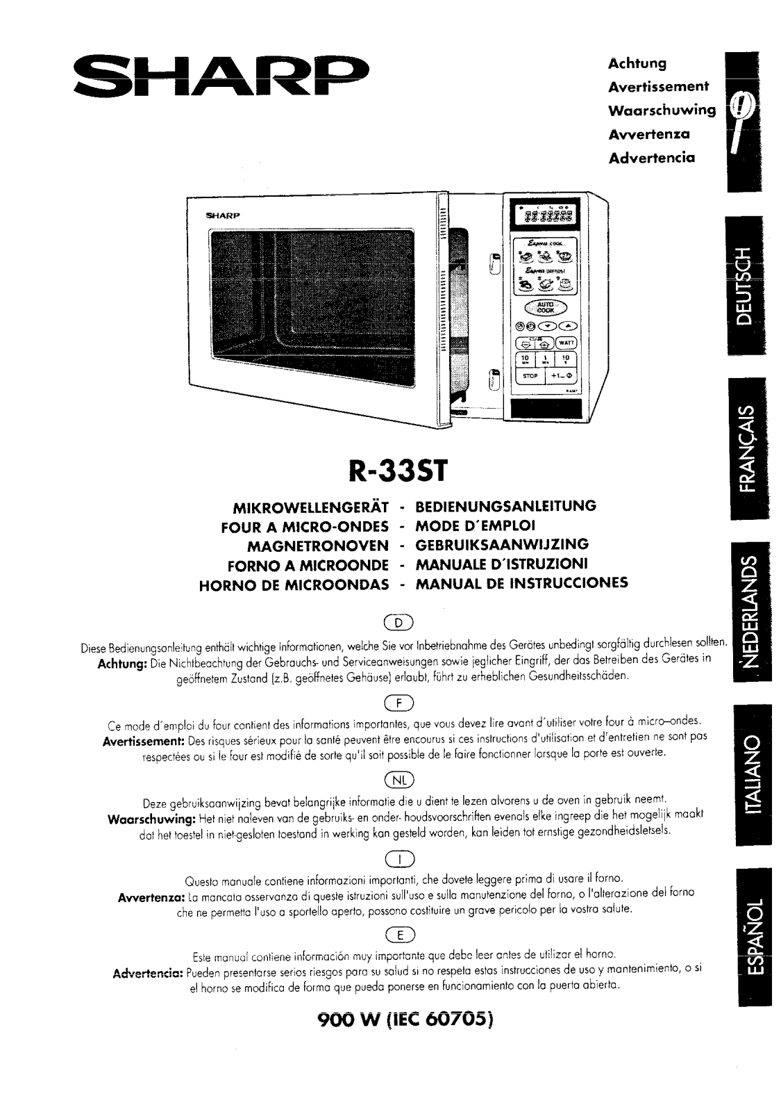 Sharp R-33ST User Manual