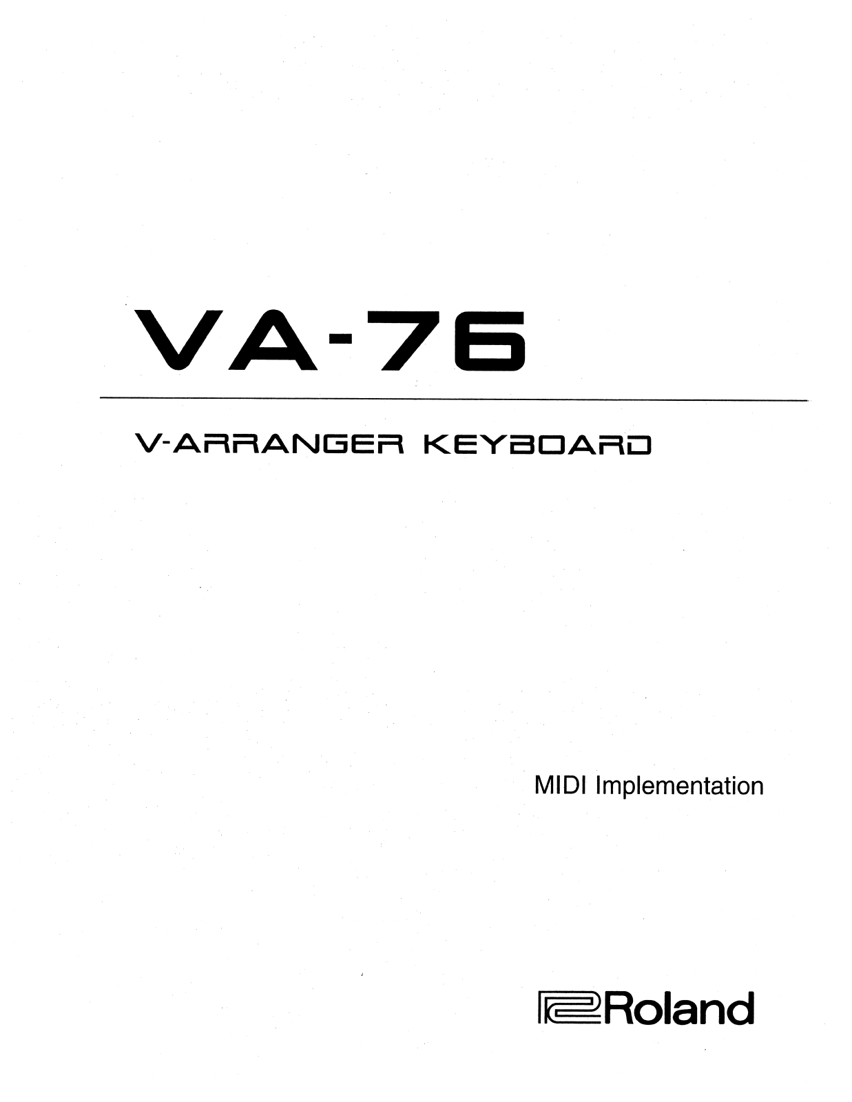 Roland Corporation VA-76 User's Manual