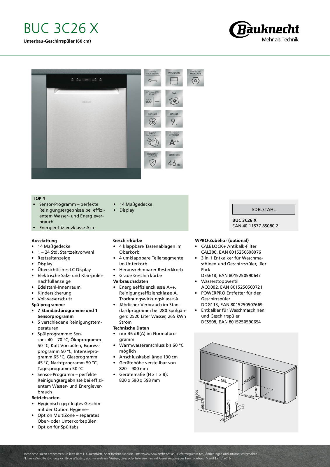 Bauknecht BUC 3C26 X User Manual