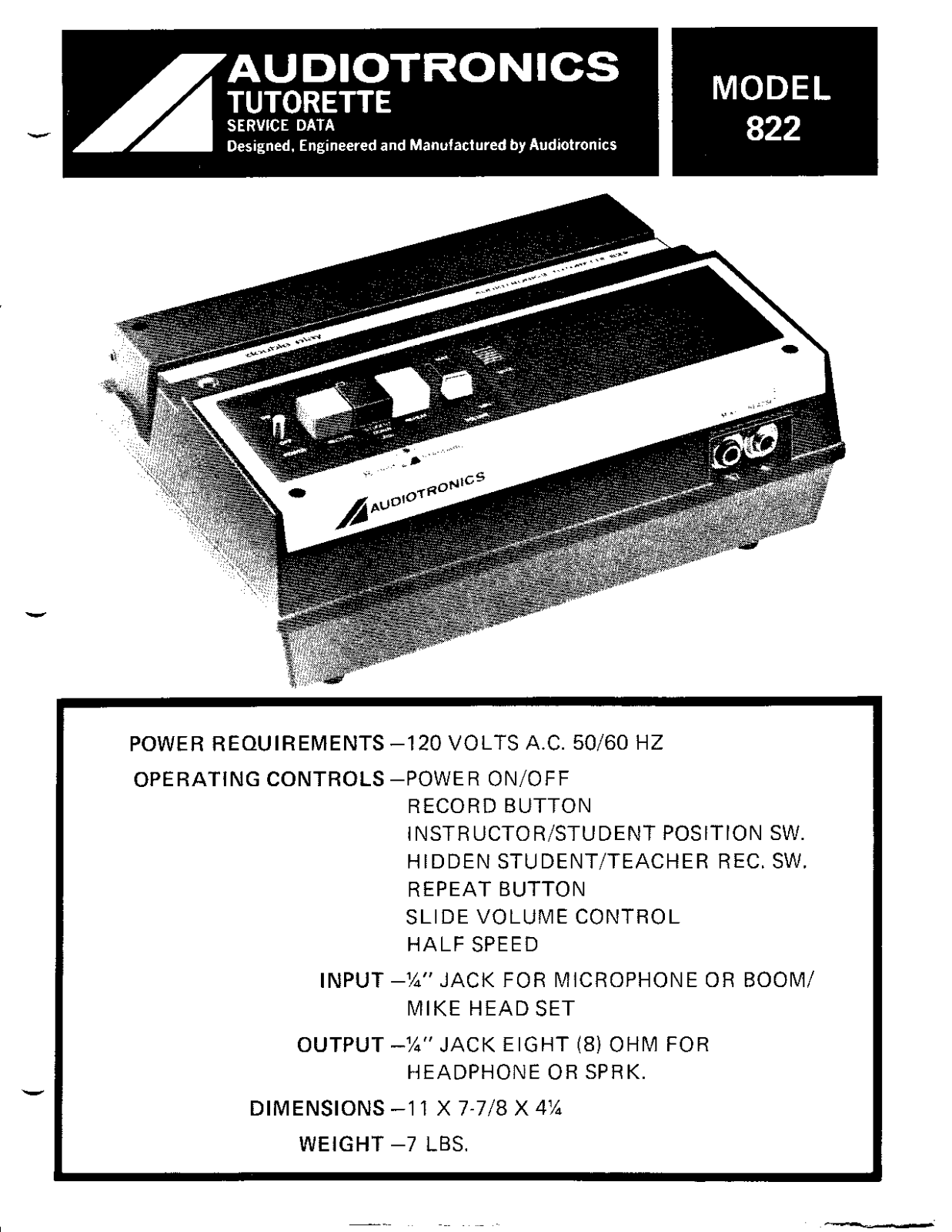 Audiotronics 822 User Manual - ManualMachine.com