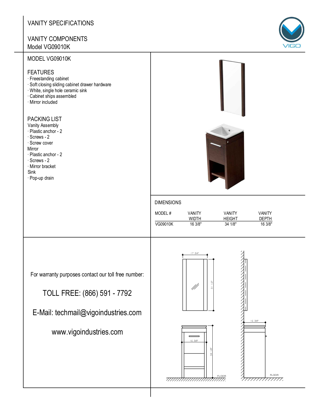 Vigo VG09010K User Manual